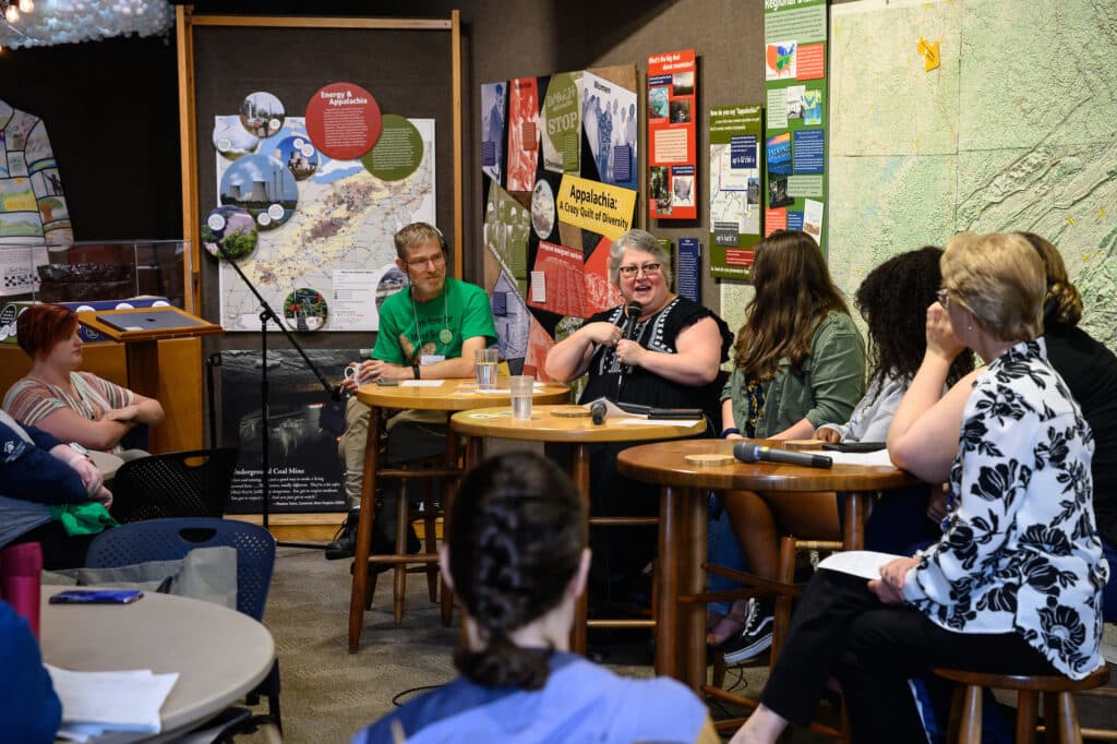 A panel of presenters in the Loyal Jones Appalachian Center